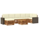 vidaXL Ensemble de canapés d'extérieur 8 Pièces Naturel et Crème
