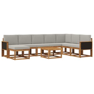 vidaXL Ensemble de canapés d'extérieur 9 pc Naturel et gris clair