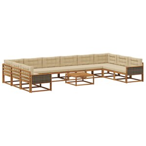 vidaXL Ensemble de canapés d'extérieur 11 Pièces Naturel et Beige