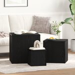 Ensemble de 3 tables d'appoint empilables en bois d'ingénierie noir