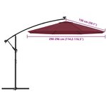 vidaXL Tissu de remplacement pour parasol déporté bordeaux rouge 300cm
