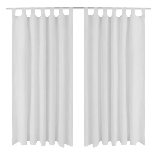 2 Pièces Rideau à Passant Micro Satin Blanc 140 x 175 cm