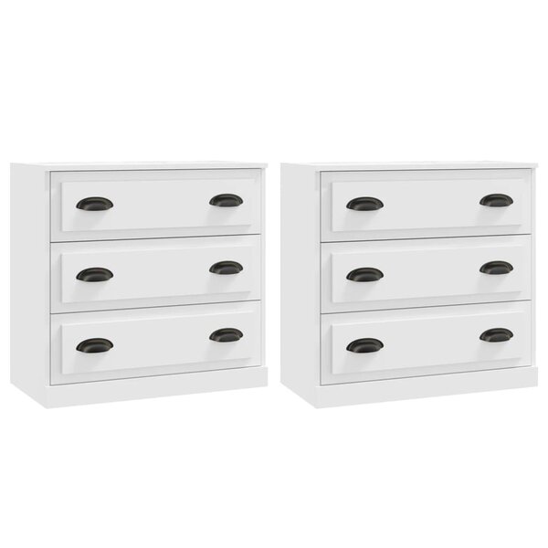 vidaXL Buffets 2 Pièces blanc bois d'ingénierie