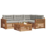 vidaXL Ensemble de canapés d'extérieur 5 Pièces Gris Naturel et Clair