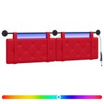 vidaXL Tête de lit suspendue Avec lumière LED Rouge Simili cuir