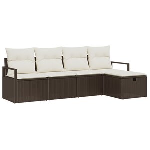 vidaXL Ensemble de canapé de jardin 5 pièces avec coussins marron en poly rotin