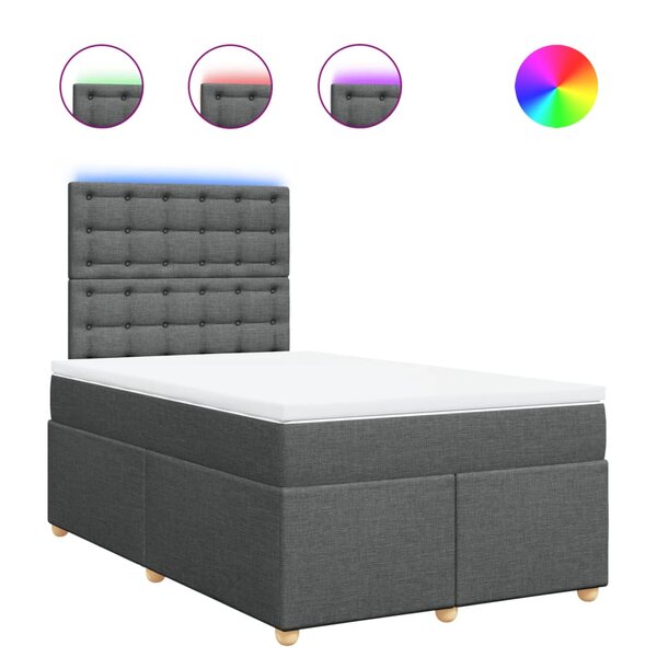 vidaXL Sommier à lattes de lit avec matelas Gris foncé 120x200cm Tissu