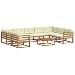 vidaXL Ensemble de canapés d'extérieur 10 Pièces Naturel et Crème