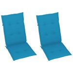 vidaXL Chaise de jardin avec coussins bleu Bois de teck massif