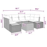 vidaXL Ensemble de canapé de jardin avec coussin 7 Pièces Noir Poly rotin