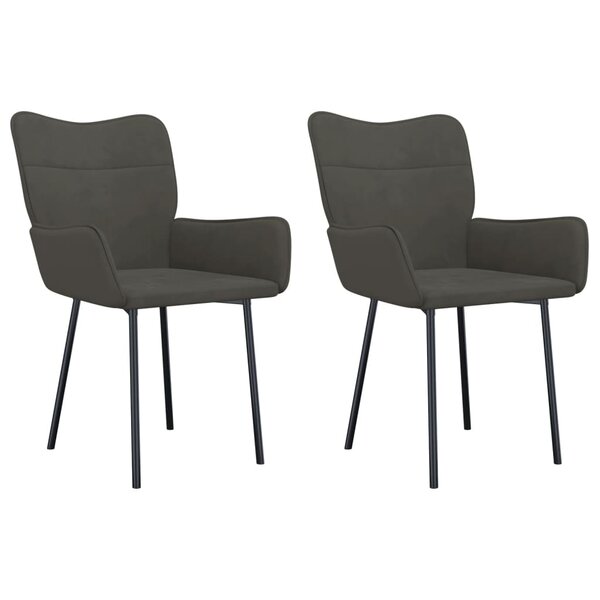 vidaXL Chaises à manger lot de 2 Gris foncé Velours