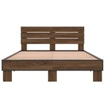 vidaXL Cadre de lit chêne marron 135x190 cm bois d'ingénierie et métal
