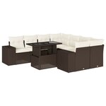 vidaXL Salon de jardin avec coussins 9 Pièces marron résine tressée