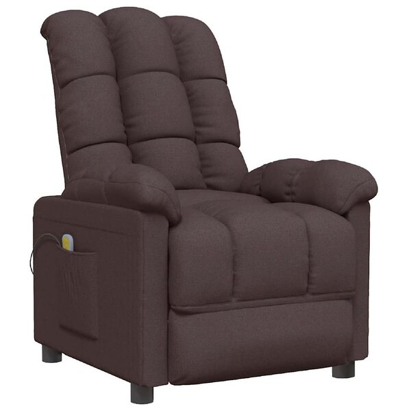 vidaXL Fauteuil de massage Marron foncé Tissu