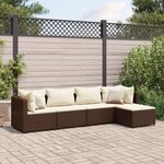 vidaXL Salon de jardin 5 Pièces avec coussins Marron Résine tressée