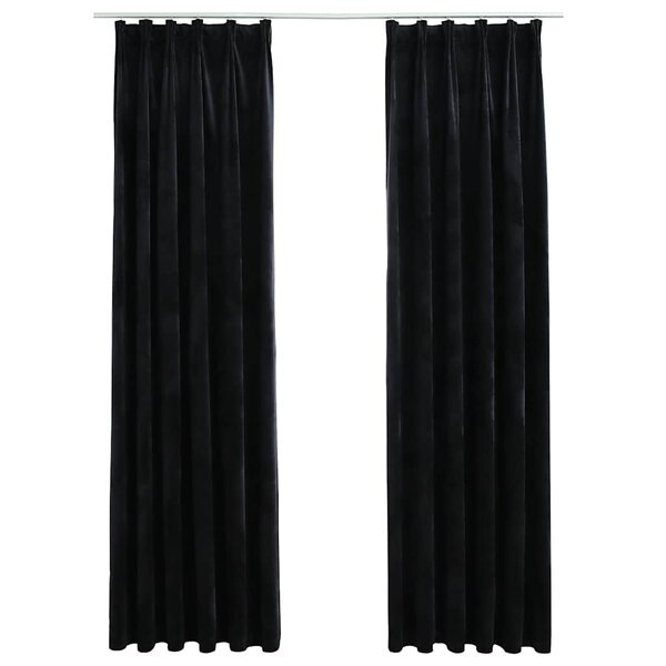 vidaXL Rideaux occultants avec crochets 2 Pièces Velours Noir 140x245 cm