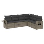 vidaXL Salon de jardin 6 Pièces avec coussins gris résine tressée