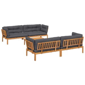 vidaXL Salon palette de jardin avec coussins 5Pièces bois d'acacia massif