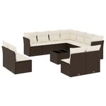 vidaXL Salon de jardin avec coussins 12 Pièces marron résine tressée