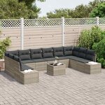 vidaXL Ensemble de canapé de jardin 11 Pièces Gris clair Poly Rattan