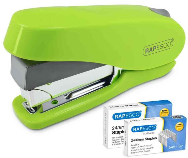 Agrafeuse Luna vert sans effort 20 à 50 flles + 1000 agrafes 24/6 & 24/8 RAPESCO