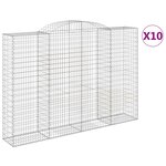 vidaXL Paniers à gabions arqués 10 Pièces 300x50x200/220 cm Fer galvanisé