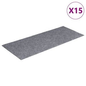 vidaXL Tapis d'escalier autocollants 15 pièces 60 x 25 cm Gris clair Rectangulaire