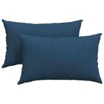vidaXL Coussins de canapé 2 pc tissu Bleu 50 x 30 cm