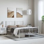 vidaXL Cadre de lit métal sans matelas et pied de lit blanc 135x190 cm