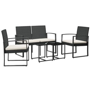 vidaXL Ensemble à manger de jardin avec coussins 5 Pièces noir rotin PP