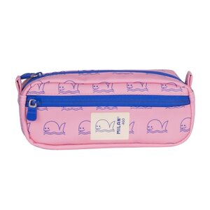 Trousse rectangulaire Milan Collection 460 - 2 compartiments zippés - Rose/Bleu