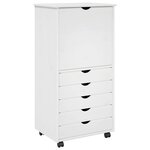 vidaXL Cabinet roulant Blanc 53 x 39 x 103 cm Bois de Pin Massif