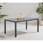 Table de jardin 6 personnes - Structure aluminium - Plateau verre trempé fixé par ventouses - 160 x 72 x 90 cm