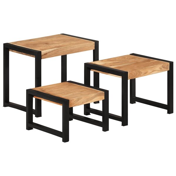 vidaXL Tables gigognes 3 Pièces Bois solide