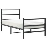 vidaXL Cadre de lit métal sans matelas avec pied de lit noir 90x190 cm
