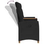vidaXL Banc inclinable avec table 2 -Seater 126 x 65 x 112 cm Noir