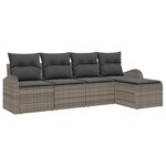 Ensemble de 5 Pièces de Canapé de Jardin avec Coussins Gris Poly Rattan