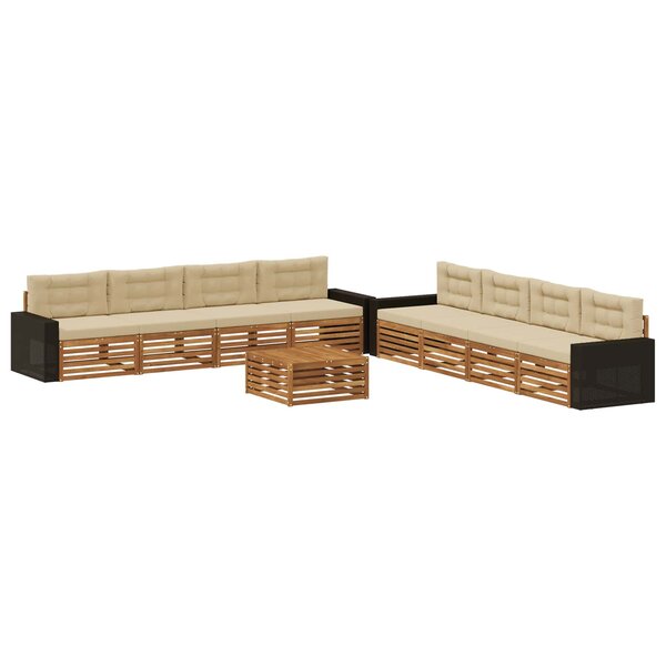 vidaXL Ensemble de canapés d'extérieur 9 pc Naturel et Beige Polyester