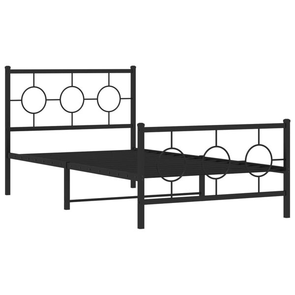 vidaXL Cadre de lit métal avec tête de lit/pied de lit noir 100x200 cm