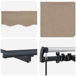 vidaXL Auvent Rétractable Beige 250 x 200 cm Polyester  Aluminium