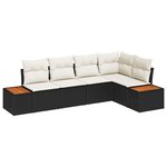 vidaXL Ensemble de canapé de jardin avec coussin 5 Pièces Noir Poly rotin