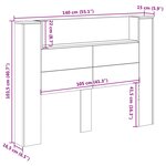 vidaXL Cabinet de Tête de Lit avec LED Béton 140 x 16 5 x 103 5 cm