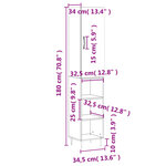 vidaXL Buffet haut Blanc brillant 34 5x34x180 cm Bois d'ingénierie