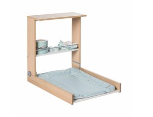 Table a langer murale WICKI + Matelas Couleur Naturel Motifs Party Animal Vert