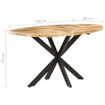 vidaXL Table à manger 140x80x75 cm Bois de manguier massif