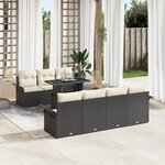 vidaXL Ensemble de canapé de jardin de 8 pièces avec coussins noirs en poly rattan