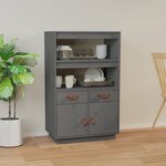 vidaXL Buffet haut Gris 67x40x108 5 cm Bois massif de pin