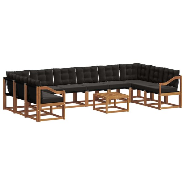 vidaXL Ensemble de canapés d'extérieur 11 Pièces Naturel et Noir