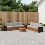 vidaXL Ensembles de canapés avec coussin 9 Pièces Bois d'Acacia Massif