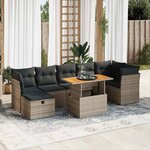 vidaXL Salon de jardin avec coussins 8 Pièces gris résine tressée acacia